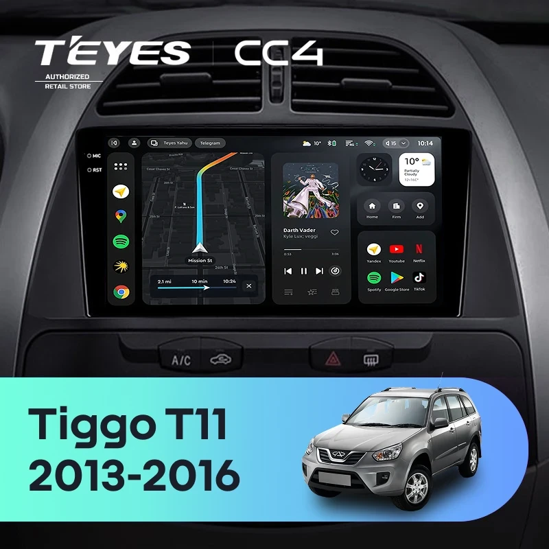 Штатная магнитола Teyes CC4 8/128 Chery Tiggo T11 FL (2013-2016)