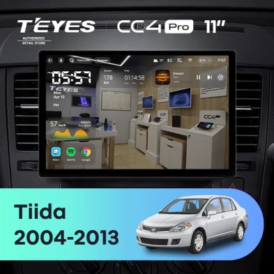 Штатная магнитола Teyes CC4 Pro 8/128 Nissan Tiida C11 (2004-2013) F2 (11")
