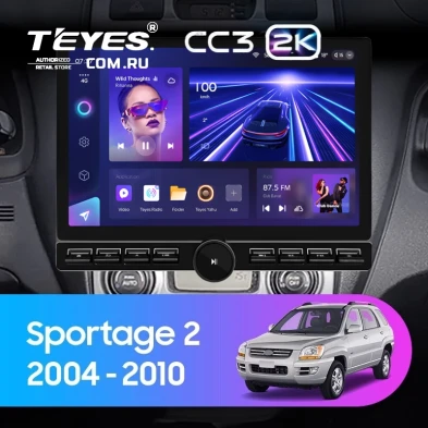 Штатная магнитола Teyes CC3 2K 6/128 Kia Sportage 2 (2004-2010) F1 (13" с кнопками)
