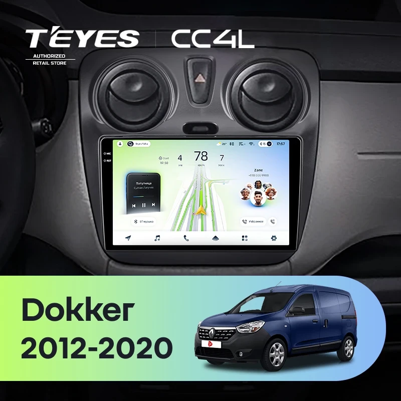 Штатная магнитола Teyes CC4L 4/64 Renault Dokker (2012-2020)