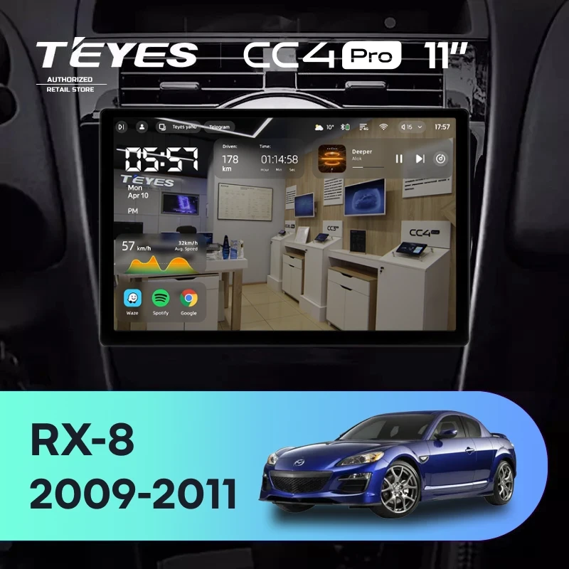Штатная магнитола Teyes CC4 Pro 8/128 Mazda RX-8 SE (2009-2011) (11")