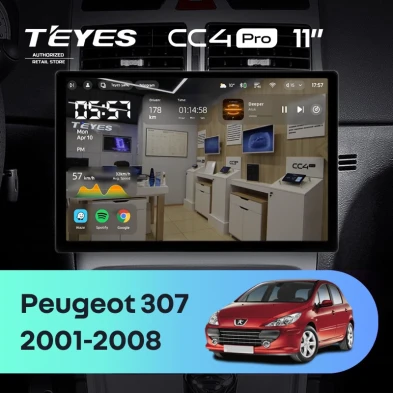 Штатная магнитола Teyes CC4 Pro 8/128 Peugeot 307 1 (2001-2008) (11")