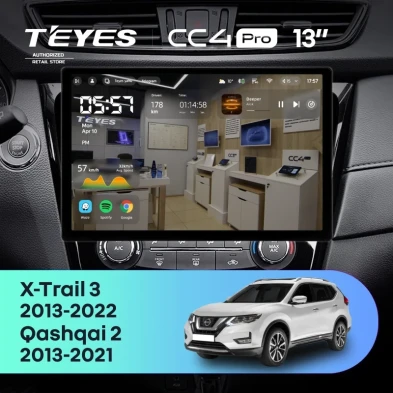 Штатная магнитола Teyes CC4 Pro 8/128 Nissan Qashqai 2 (2013-2021) F2 Тип-C (13")