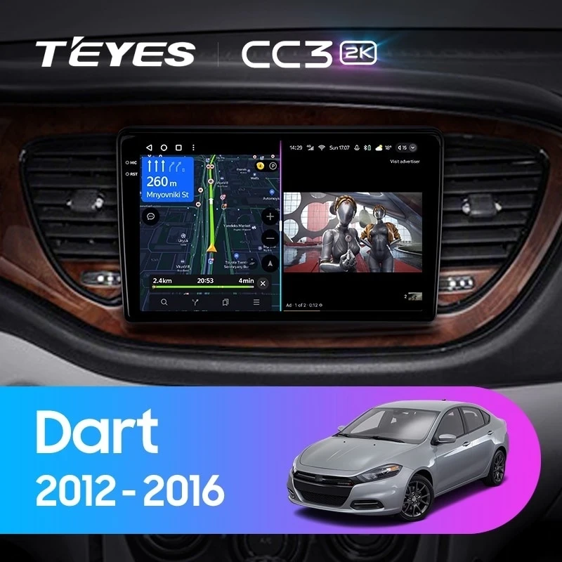Штатная магнитола Teyes CC3 2K 4/32 Dodge Dart (2012-2016)