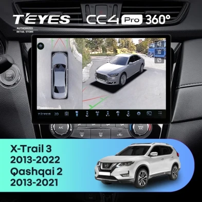 Штатная магнитола Teyes CC4 Pro 360 8/128 Nissan X-Trail 3 T32 (2013-2021) F2 Тип-AВ (13")