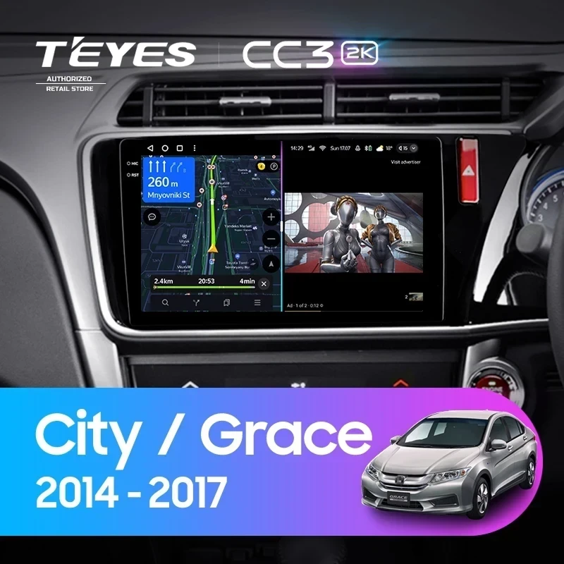 Штатная магнитола Teyes CC3 2K 6/128 Honda Grace (2014-2017) Тип-B Правый руль