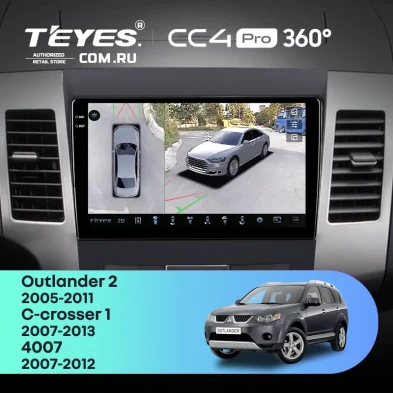 Штатная магнитола Teyes CC4 Pro 360 12/256 Citroen C-Crosser 1 (2007-2013) Декор Тип-A