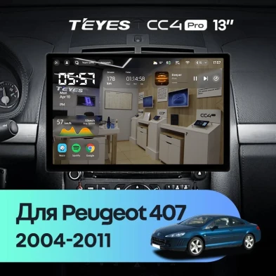 Штатная магнитола Teyes CC4 Pro 8/128 Peugeot 407 (2004-2011) F2 (13")