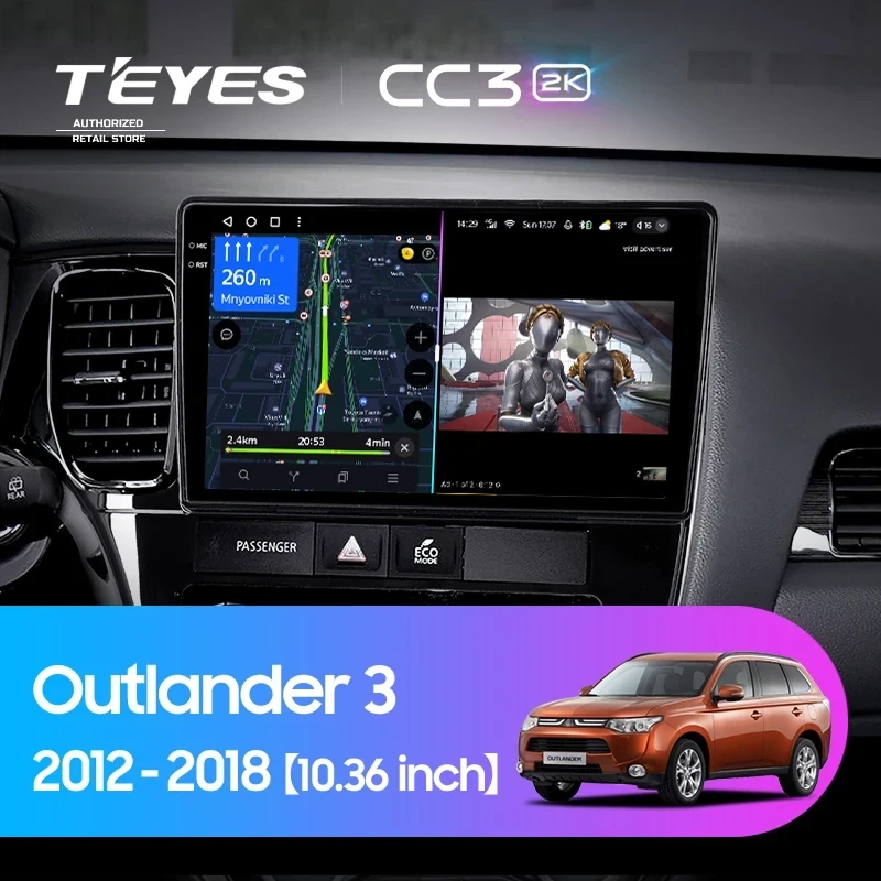 Штатная магнитола Teyes CC3 2K 4/64 Mitsubishi Outlander 3 (2012-2018) Тип-B