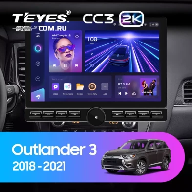 Штатная магнитола Teyes CC3 2K 6/128 Mitsubishi Outlander 3 (2018-2021) (13" с кнопками)