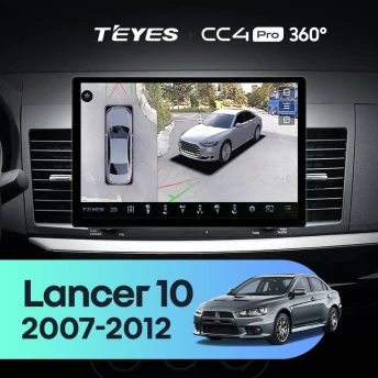Штатная магнитола Teyes CC4 Pro 360 8/128 Mitsubishi Lancer 10 CY (2007-2012) Тип-A (11")
