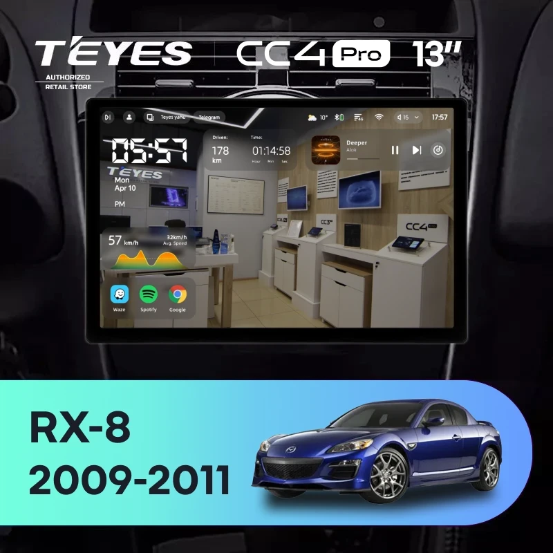 Штатная магнитола Teyes CC4 Pro 8/128 Mazda RX-8 SE (2009-2011) (13")