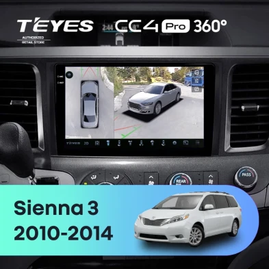 Штатная магнитола Teyes CC4 Pro 360 8/128 Toyota Sienna 3 XL30 (2010-2014)