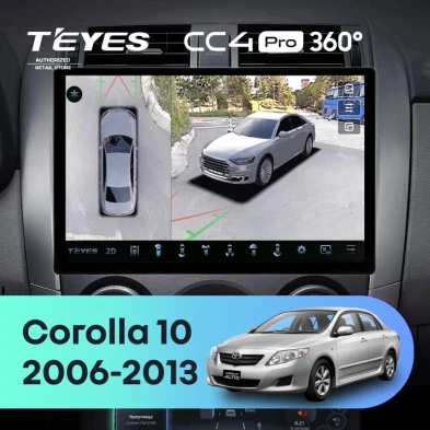 Штатная магнитола Teyes CC4 Pro 360 8/128 Toyota Corolla 10 E140 E150 (2006-2013) Тип-A (13")